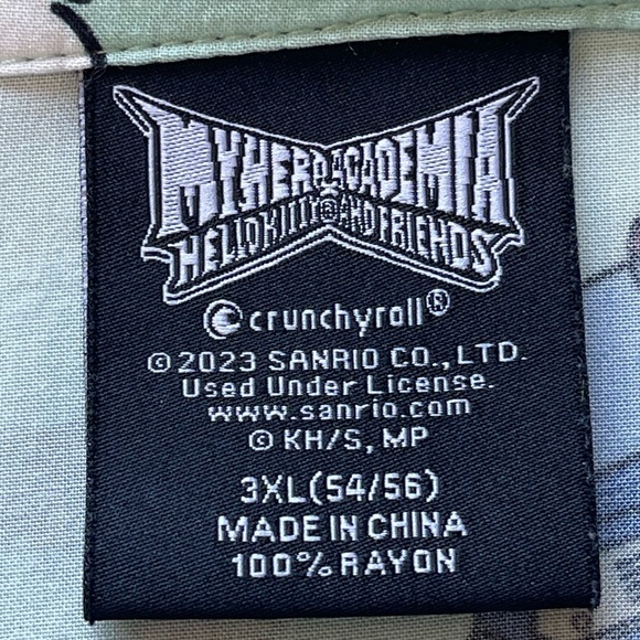 My Hero Academia Hello Kitty and Friends size 3XL button down short sleeve shirt - Picture 5 of 16